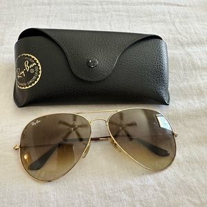 Gold Rayban aviators, hazel lenses. some rust damage, still wearable